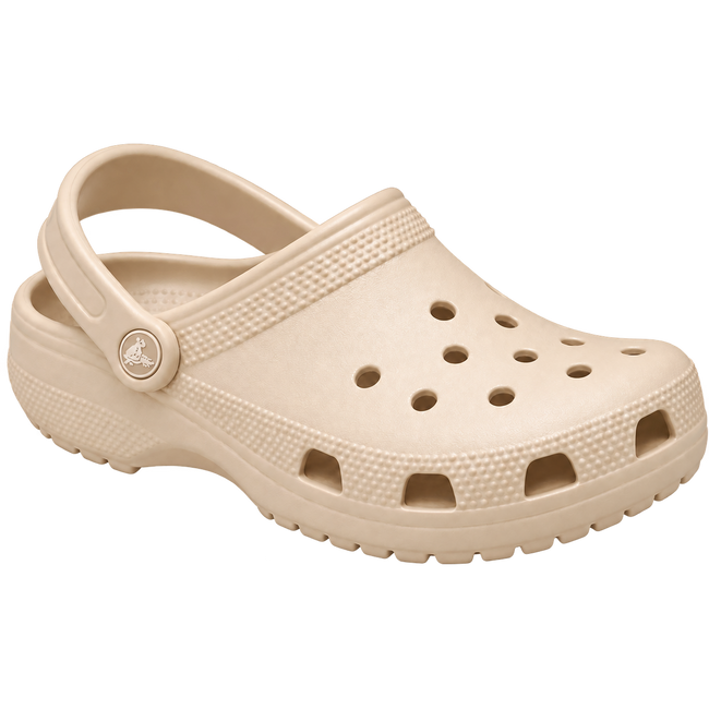 Sabots CLOGZ beige, visuel généré sans fond avec médaillon latéral