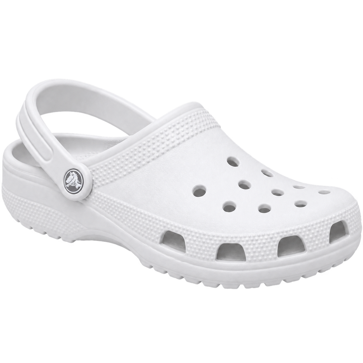 Sabots CLOGZ blanc, visuel généré sans fond avec médaillon latéral