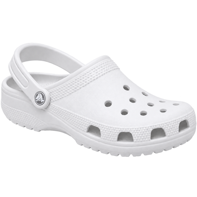 Sabots CLOGZ blanc, visuel généré sans fond avec médaillon latéral