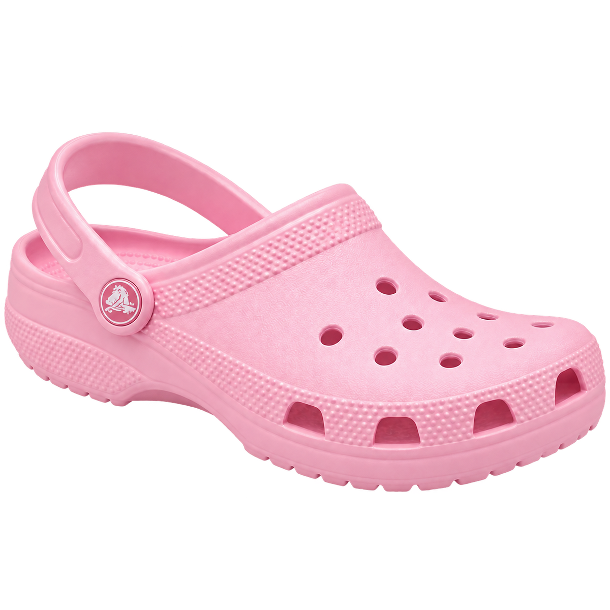 Sabots CLOGZ rose bonbon, visuel généré sans fond avec médaillon latéral